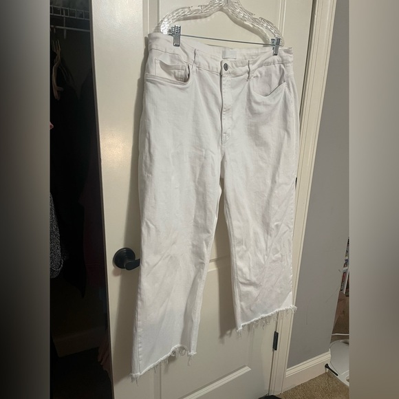 Vervet High Rise Cropped Raw Hem Wide Leg White Jeans Size 22W - Picture 4 of 9